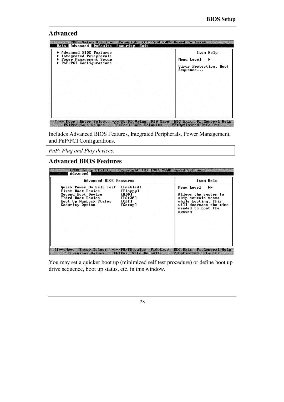 IBM RT-686EX manual Advanced Bios Features 