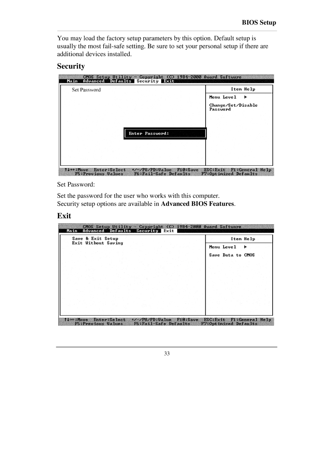 IBM RT-686EX manual Security, Exit 