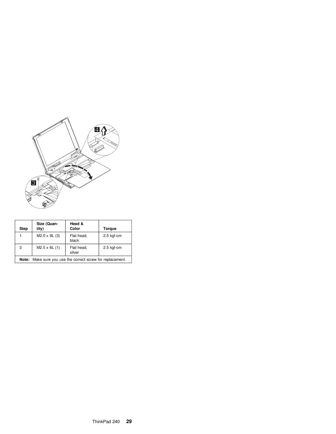 IBM S09N-8590-00 manual Flat Head Kgf-cm Black 