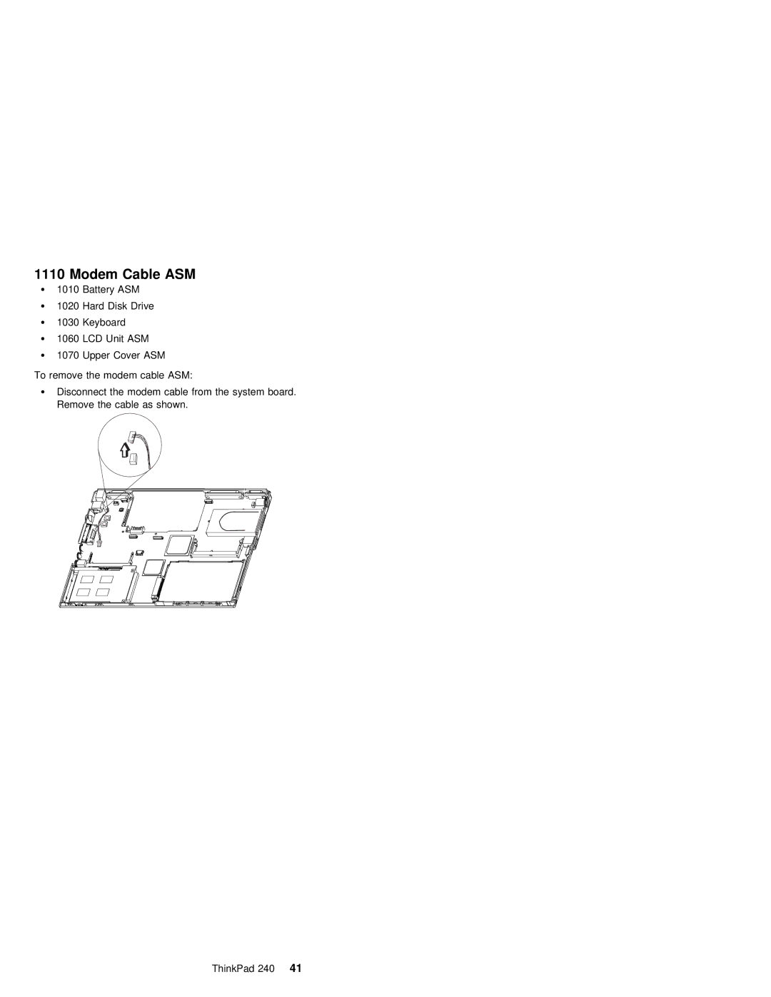 IBM S09N-8590-00 manual Modem Cable ASM 