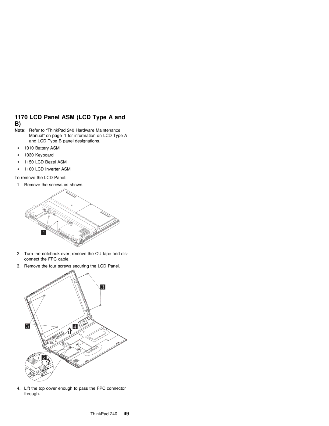 IBM S09N-8590-00 manual LCD Panel ASM LCD Type a and B 