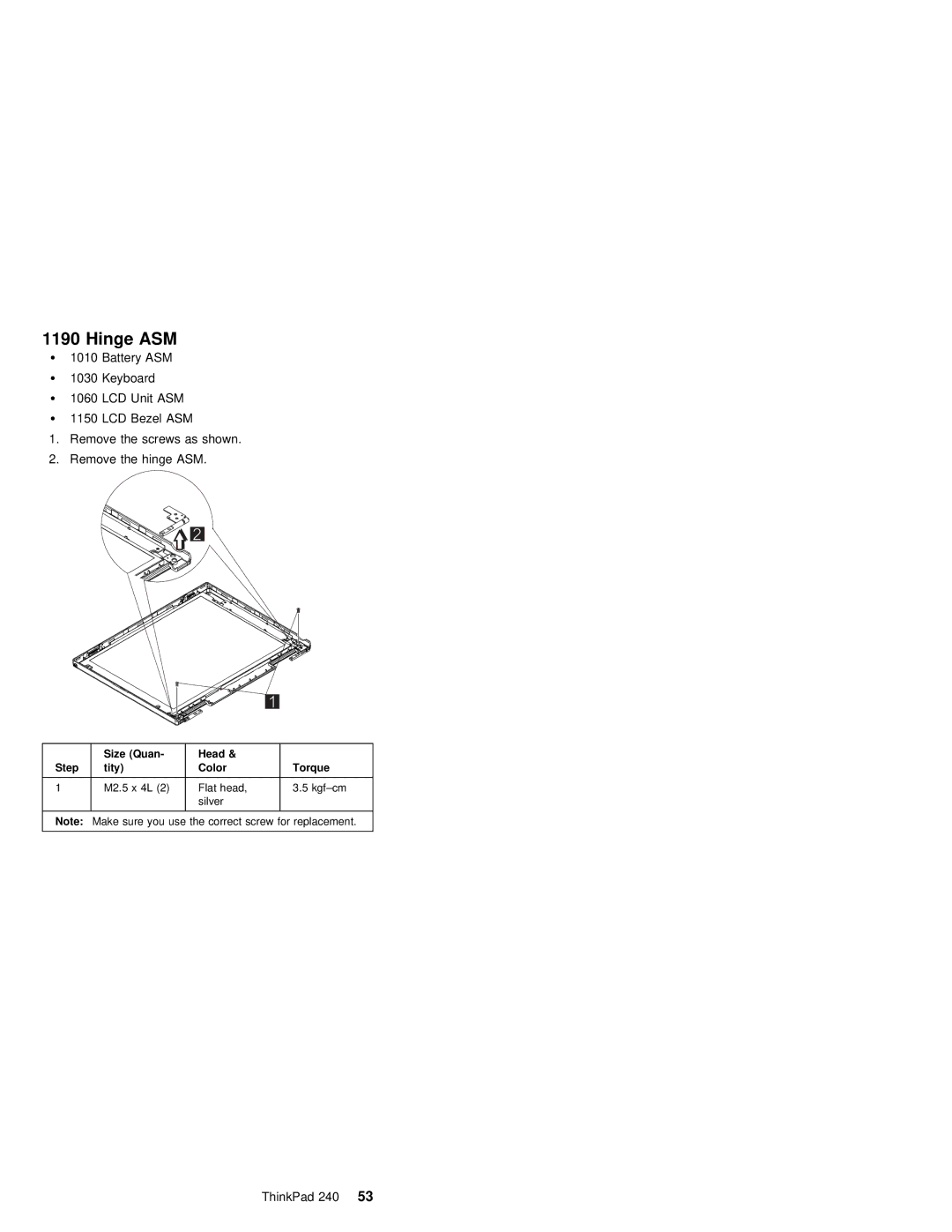 IBM S09N-8590-00 manual Hinge ASM 