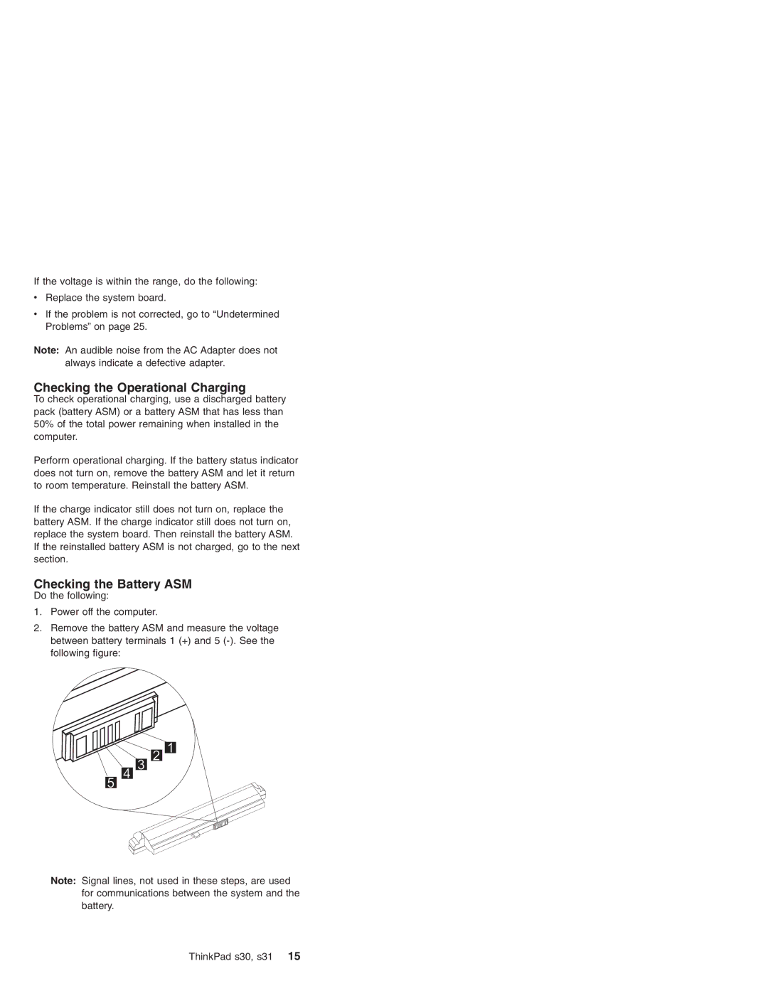 IBM S31, S30 manual Checking the Operational Charging 