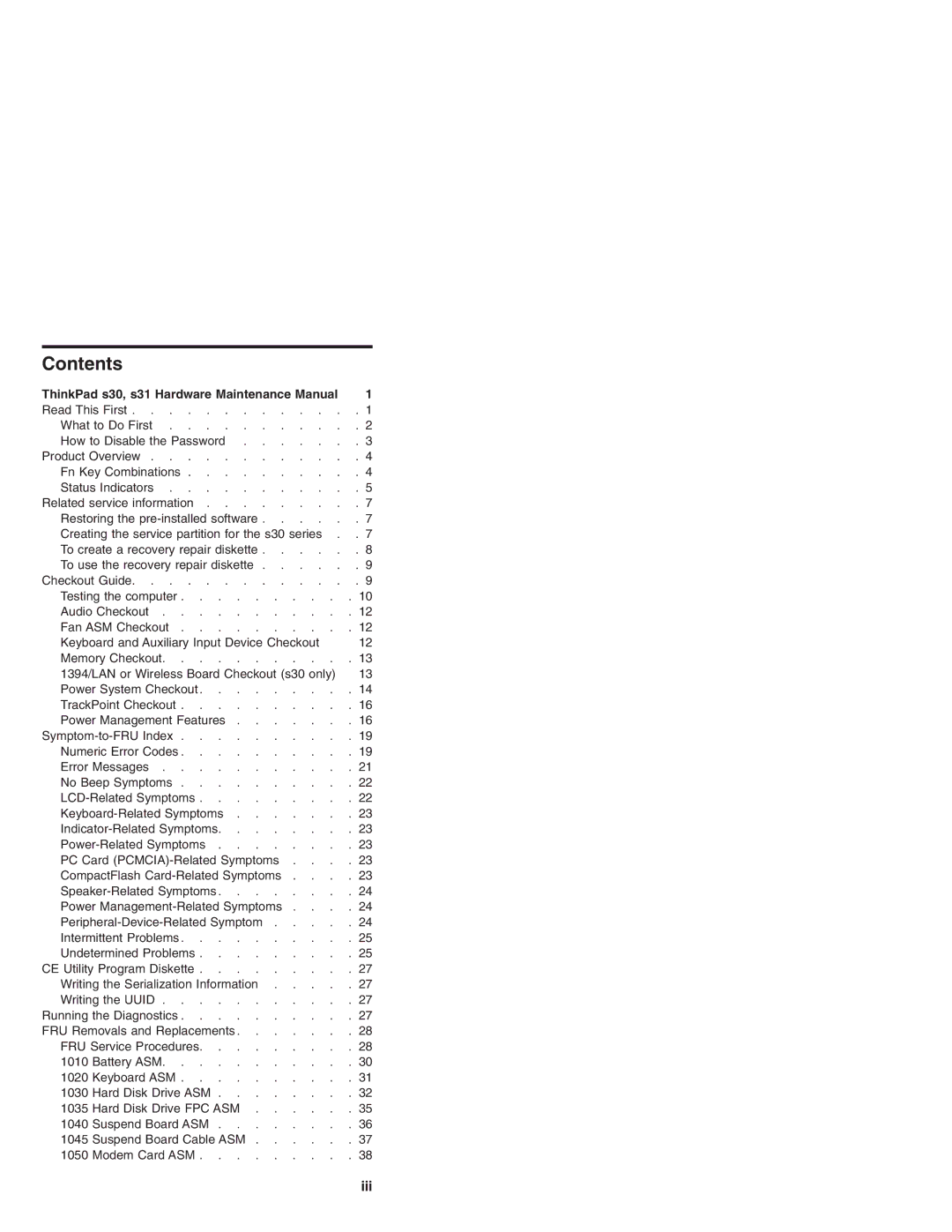 IBM S31, S30 manual Contents 