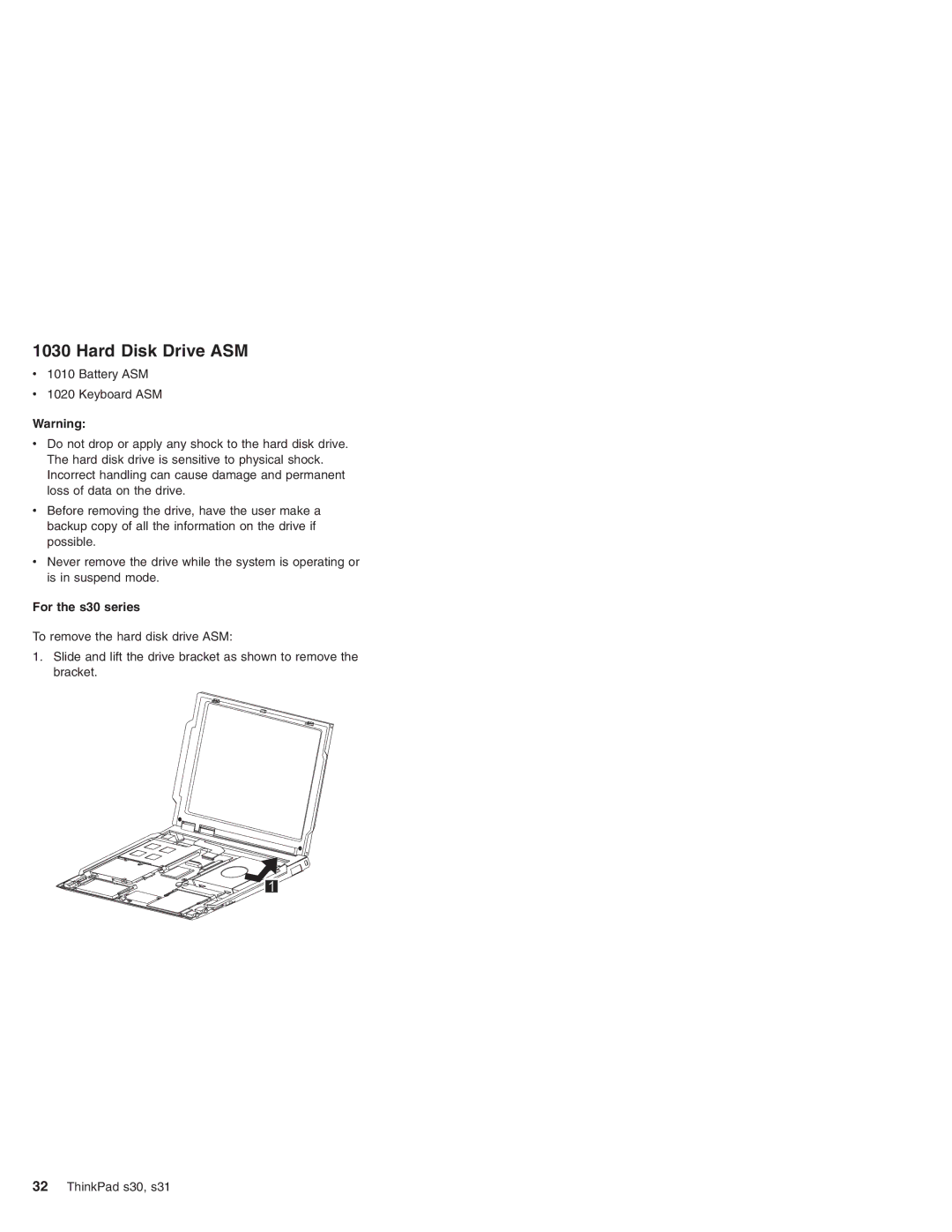 IBM S30, S31 manual Hard Disk Drive ASM, For the s30 series 