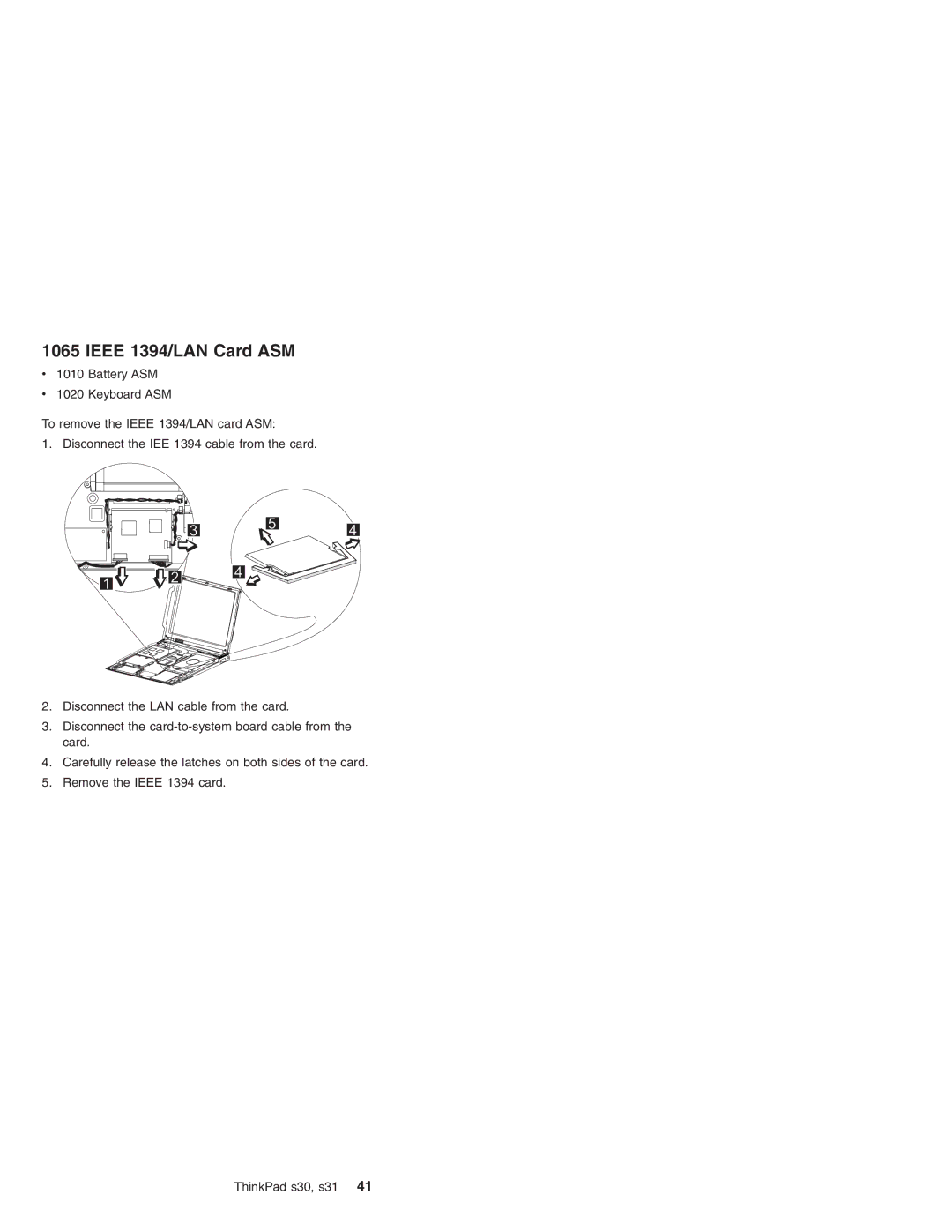 IBM S31, S30 manual Ieee 1394/LAN Card ASM 