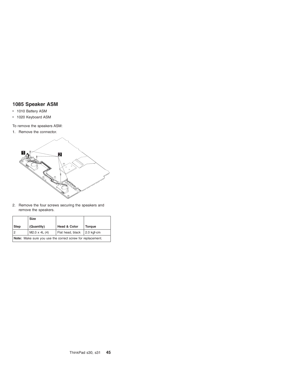 IBM S31, S30 manual Speaker ASM 