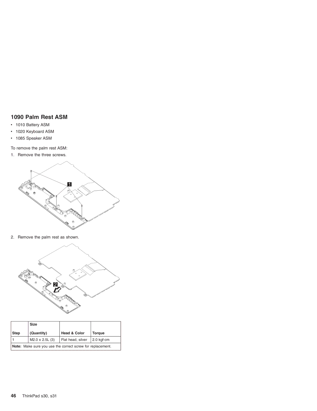 IBM S30, S31 manual Palm Rest ASM 