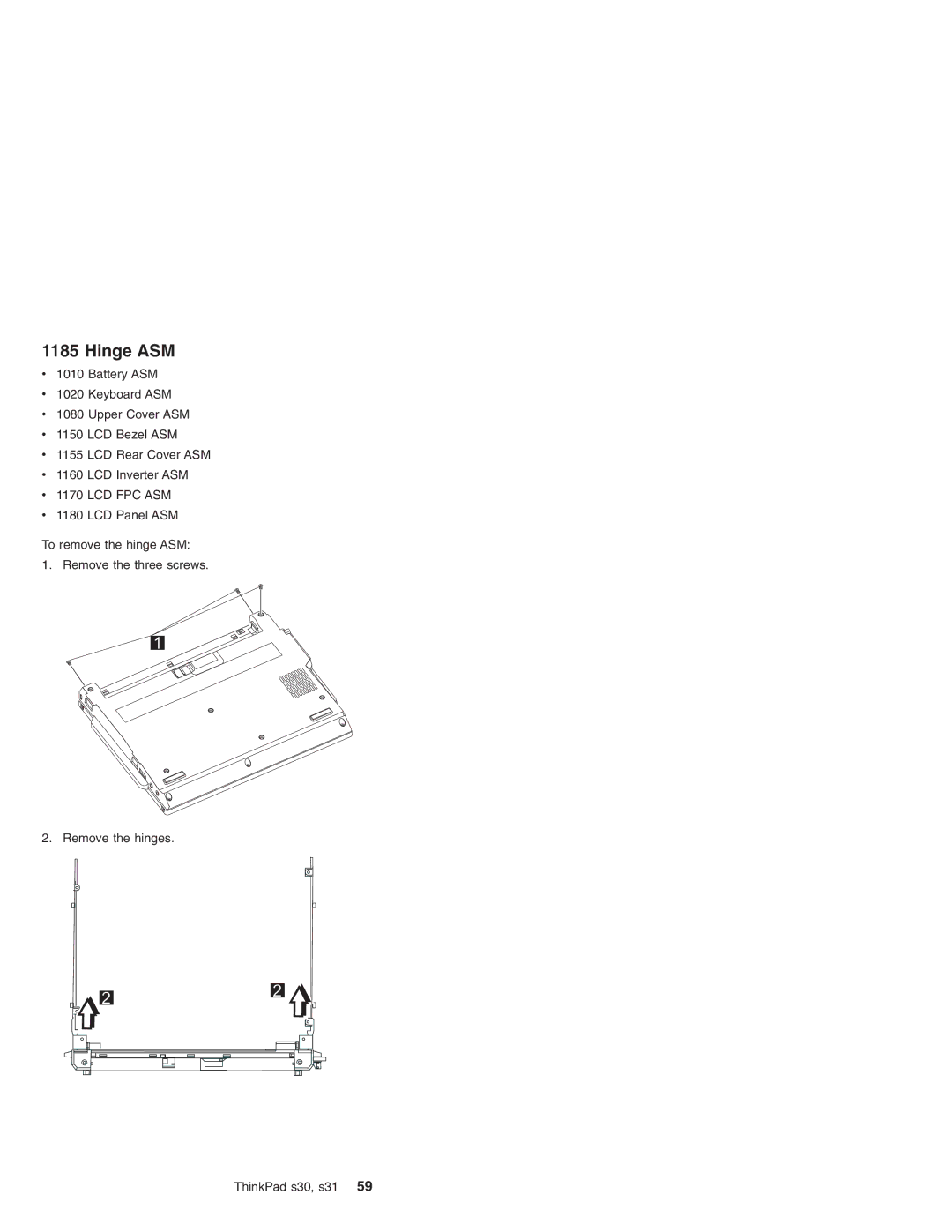 IBM S31, S30 manual Hinge ASM 