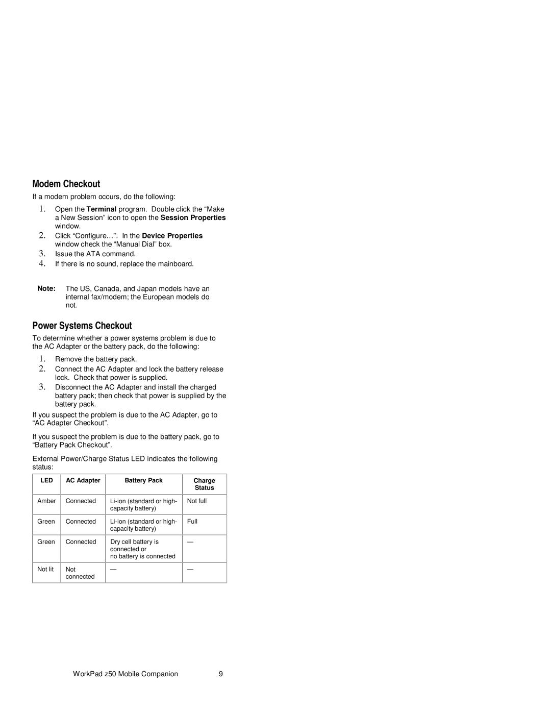 IBM s37l-2095-00 manual Modem Checkout, Power Systems Checkout 