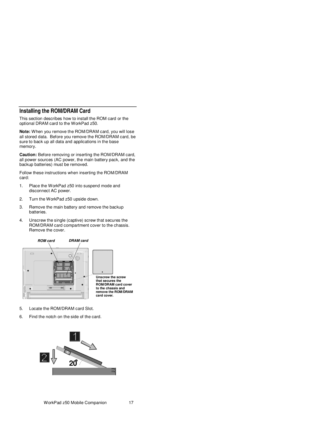 IBM s37l-2095-00 manual Installing the ROM/DRAM Card, ROM card 