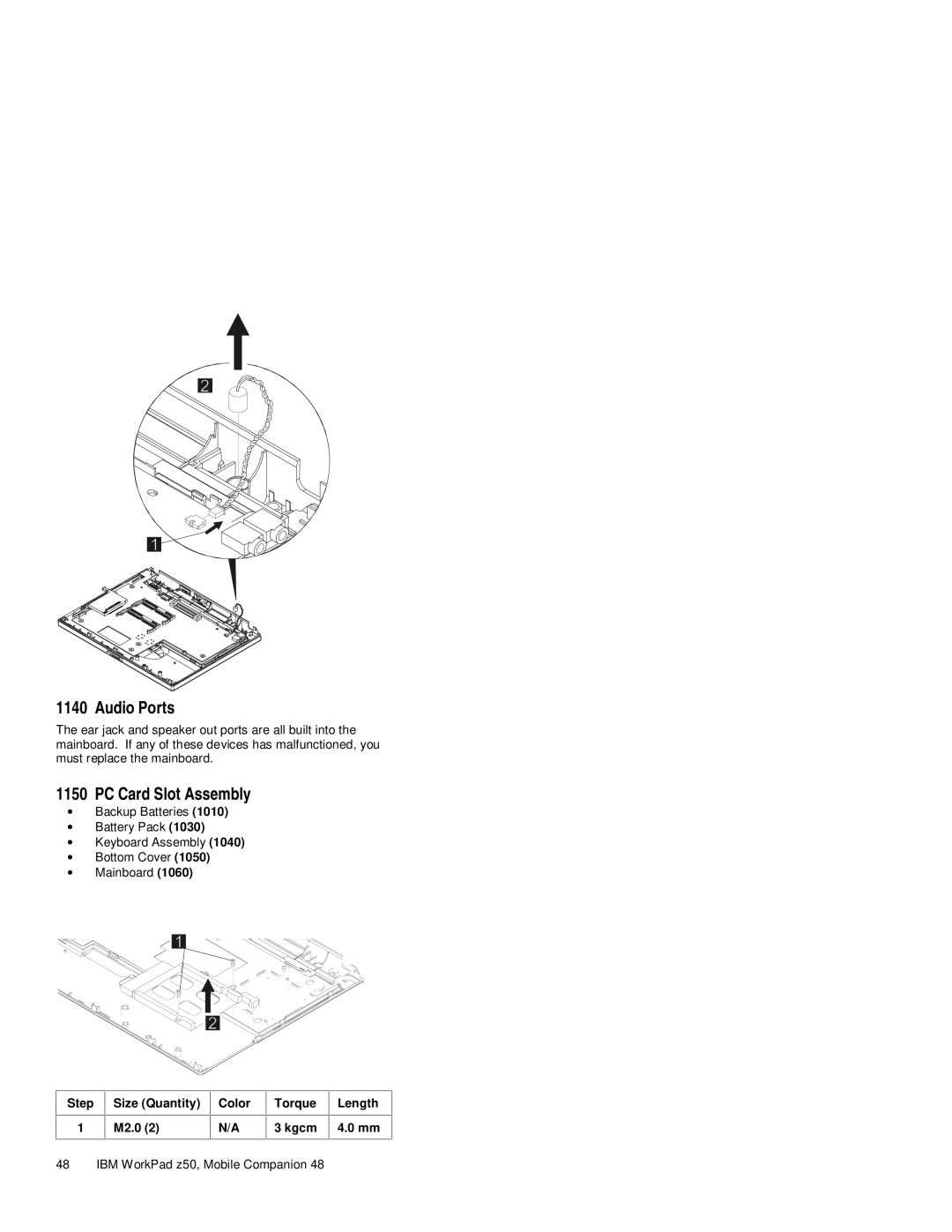 IBM s37l-2095-00 manual Audio Ports, PC Card Slot Assembly 