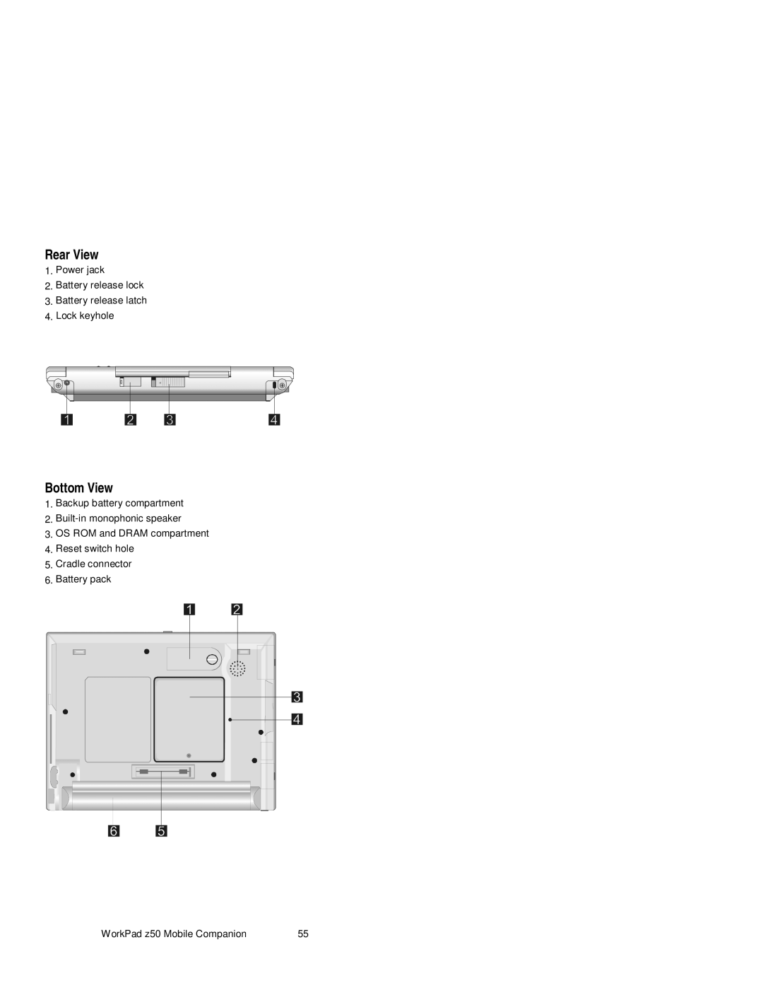 IBM s37l-2095-00 manual Rear View, Bottom View 