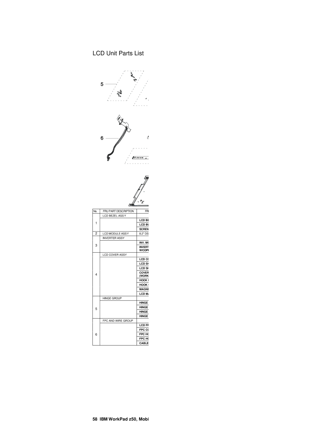 IBM s37l-2095-00 manual LCD Unit Parts List 