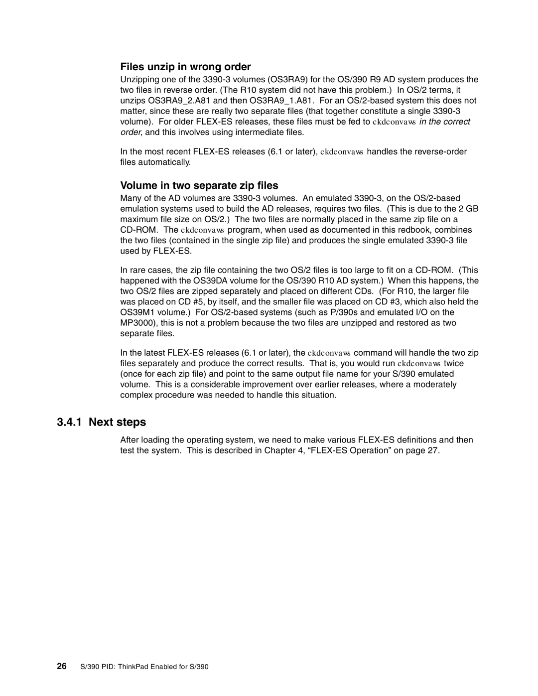 IBM s/390 manual Files unzip in wrong order, Volume in two separate zip files 