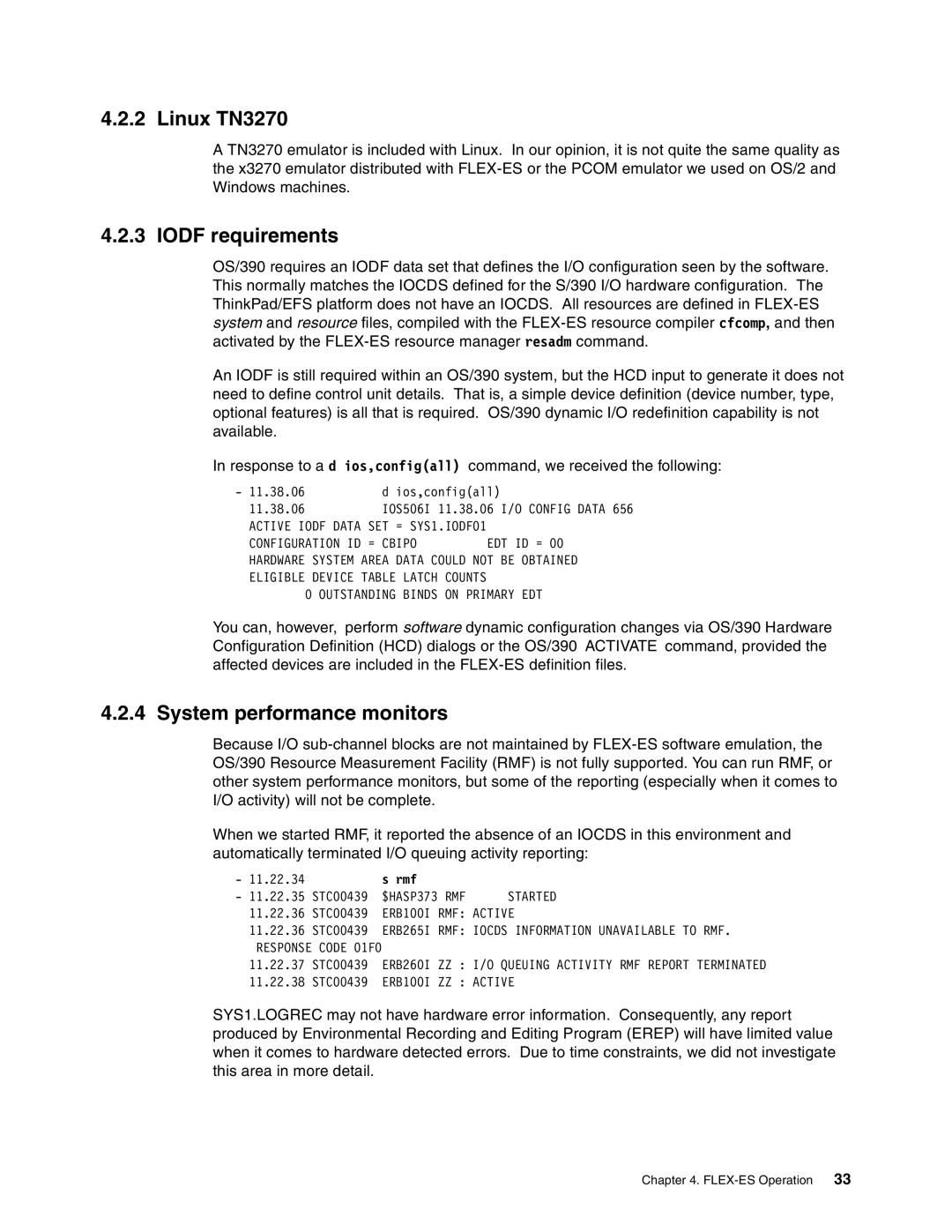 IBM s/390 manual Linux TN3270, Iodf requirements, System performance monitors, Rmf 