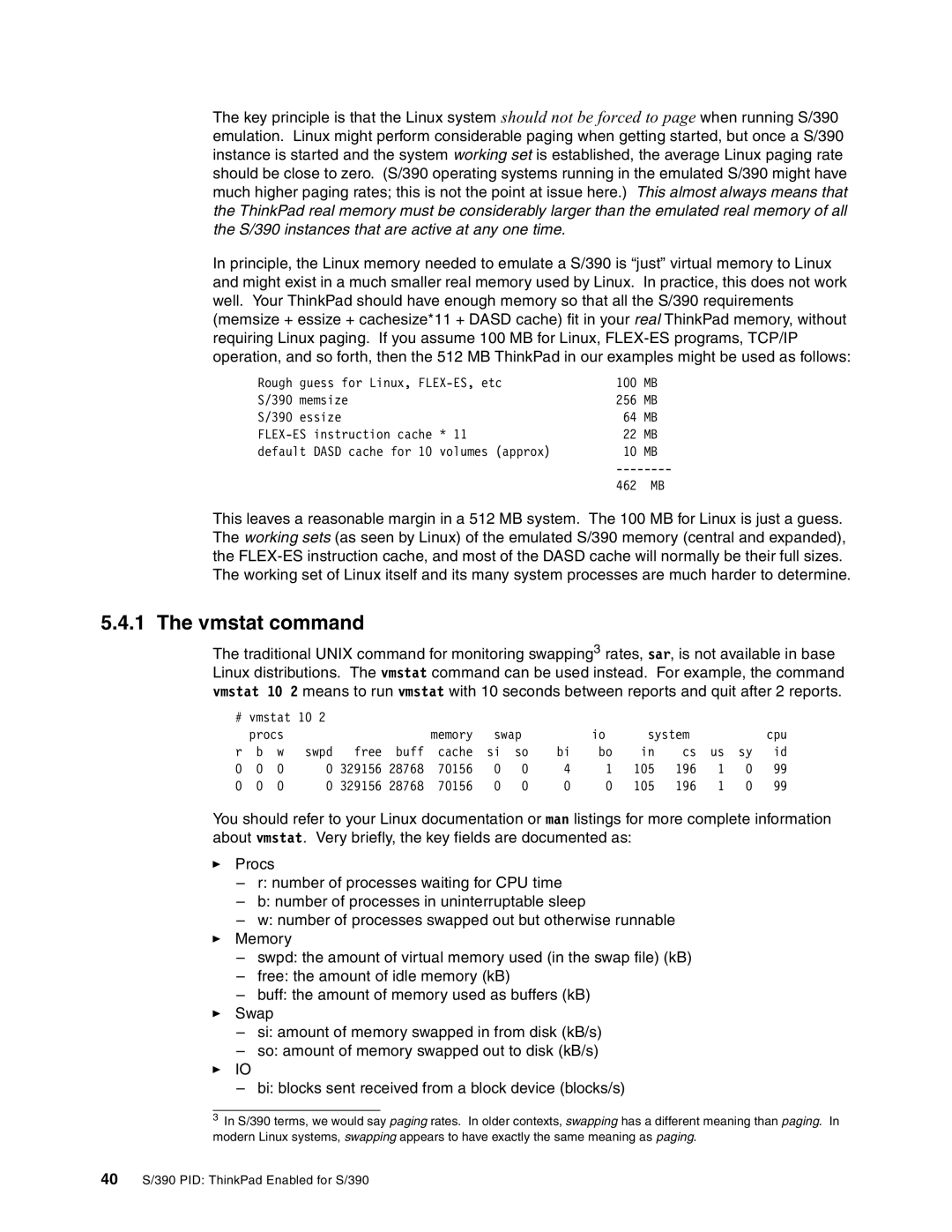 IBM s/390 manual Vmstat command 