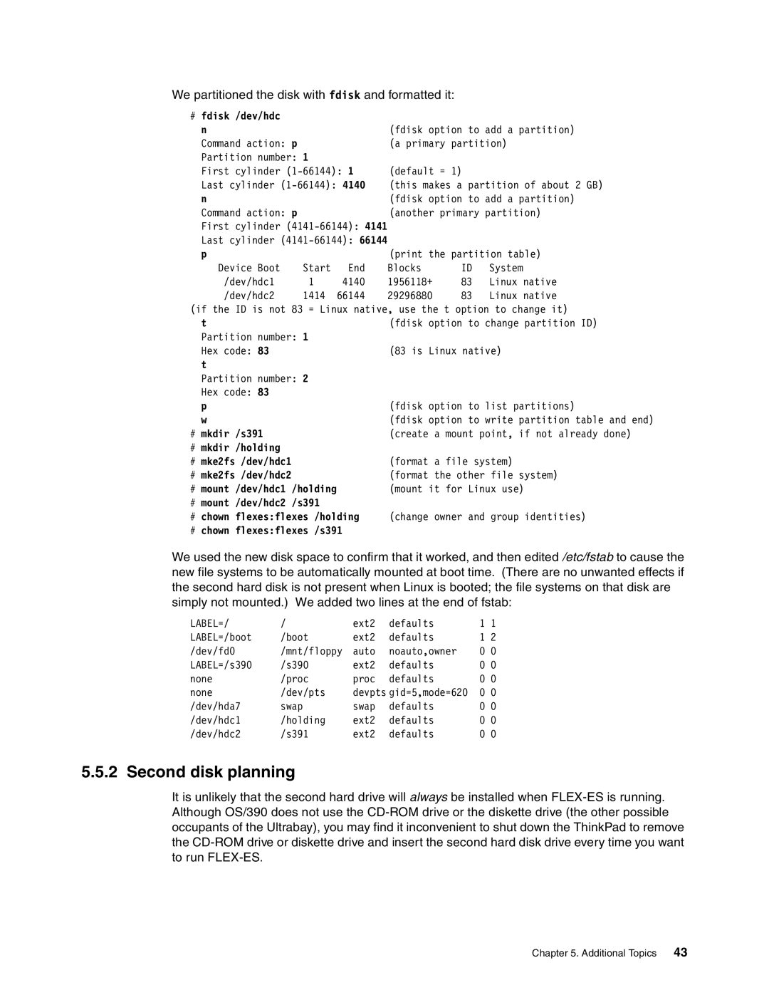 IBM s/390 manual Second disk planning 