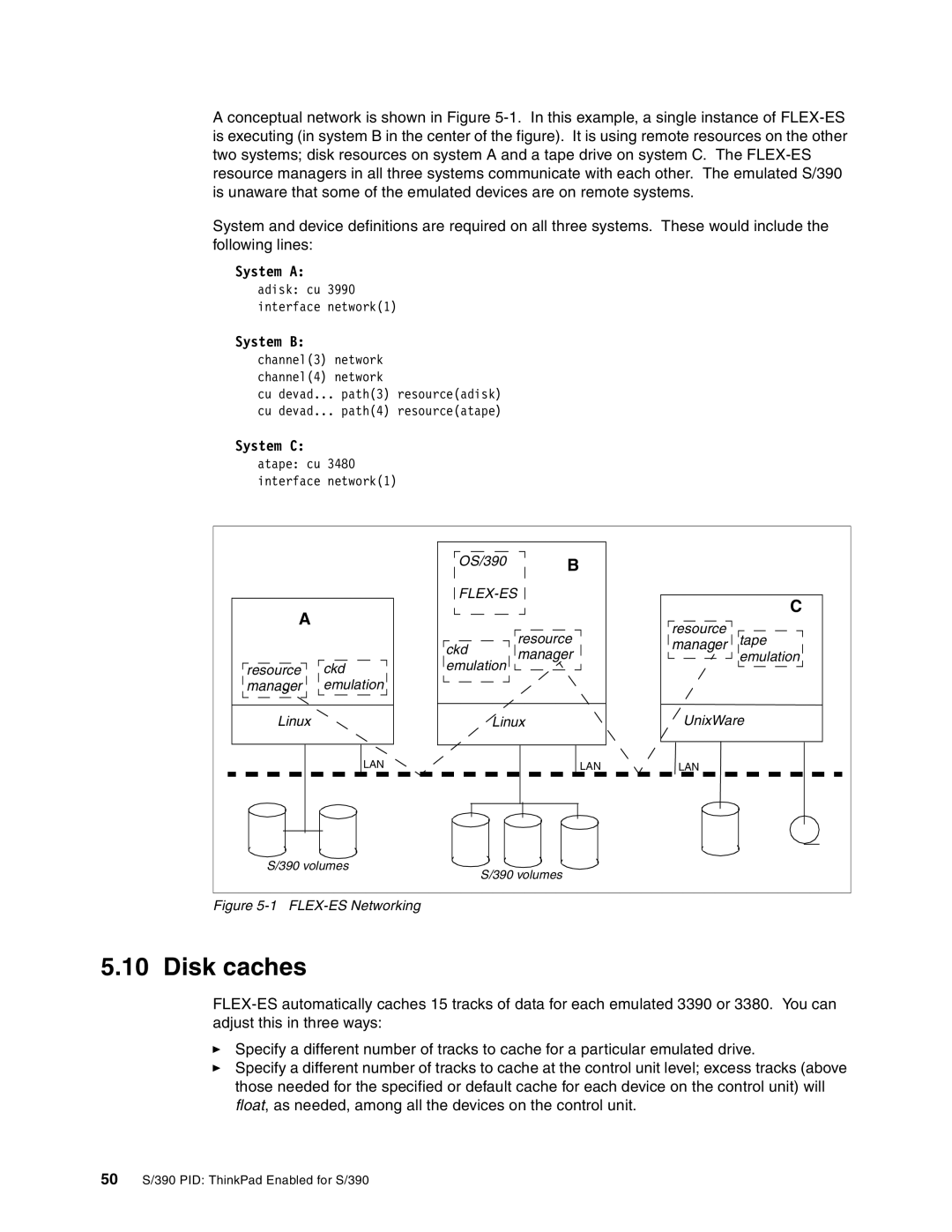 IBM s/390 manual Disk caches, System B 