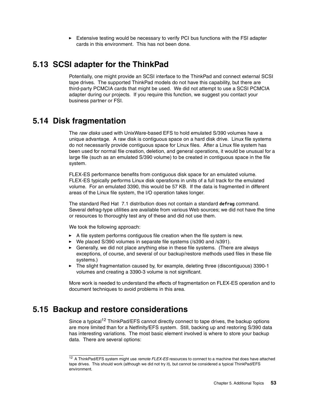 IBM s/390 manual Scsi adapter for the ThinkPad, Disk fragmentation, Backup and restore considerations 