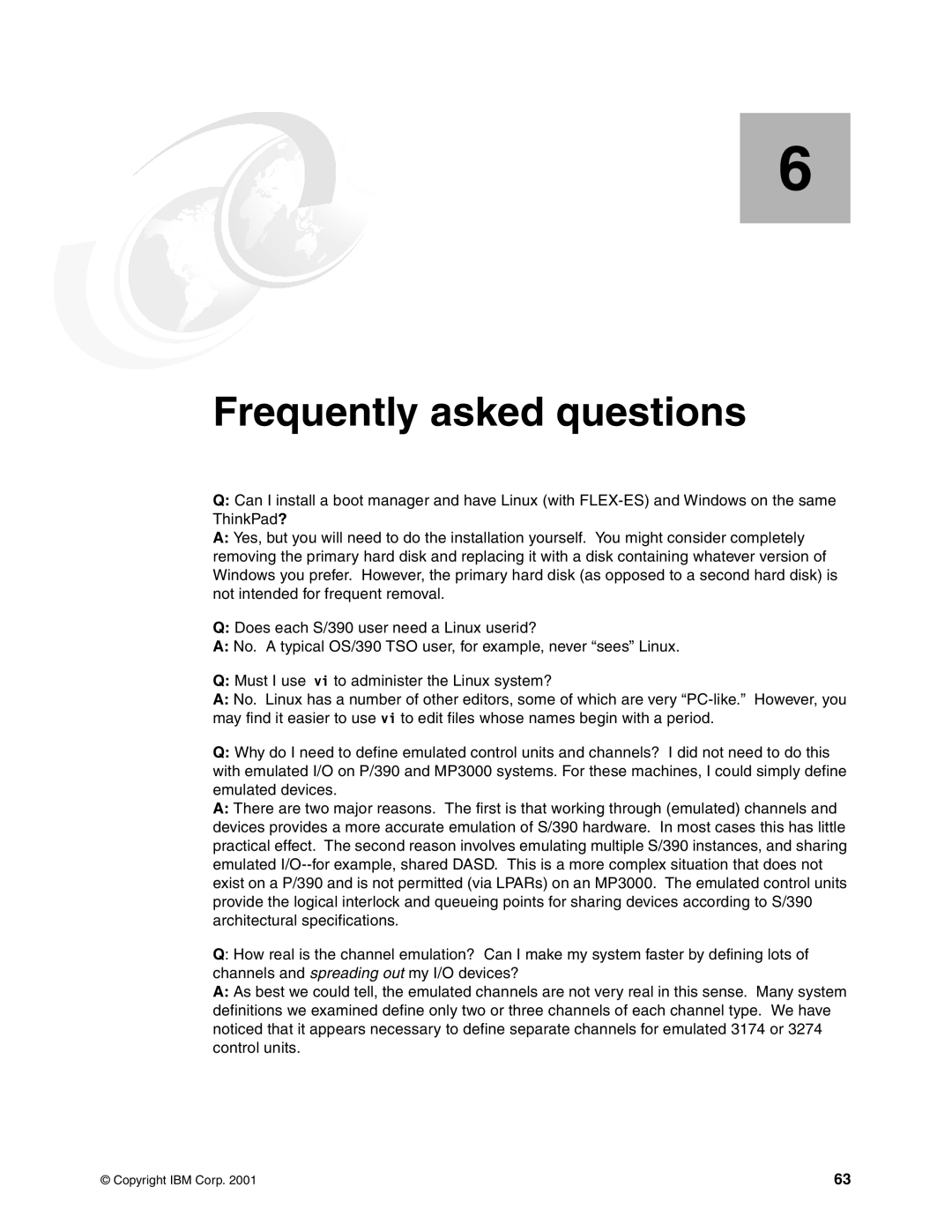 IBM s/390 manual Frequently asked questions 