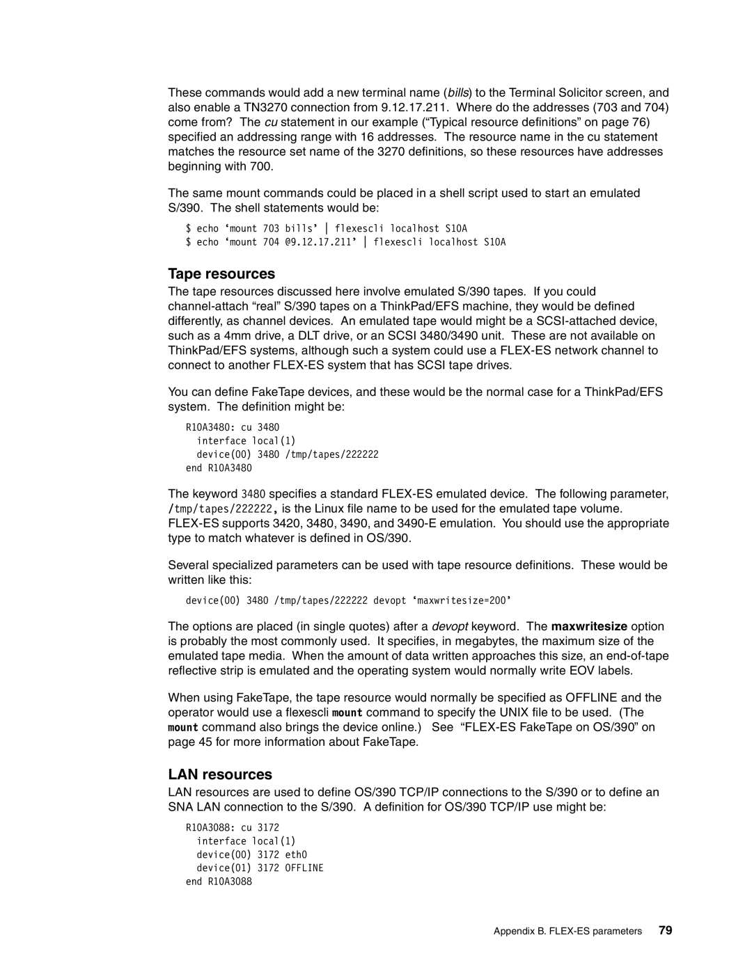 IBM s/390 manual Tape resources, LAN resources 