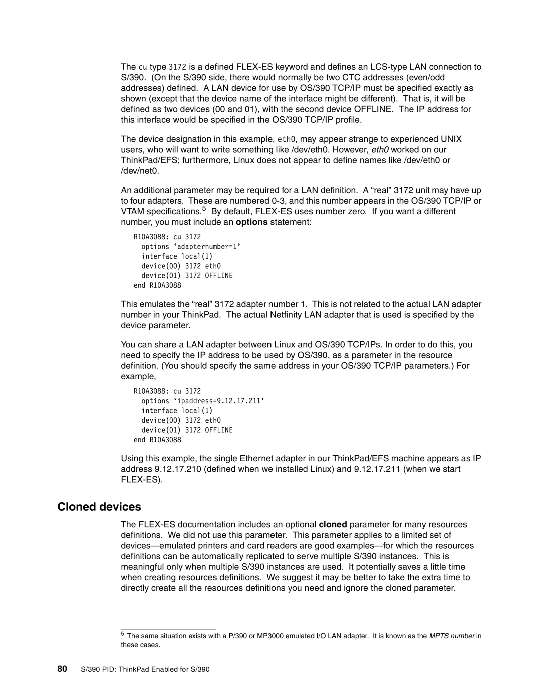 IBM s/390 manual Cloned devices 