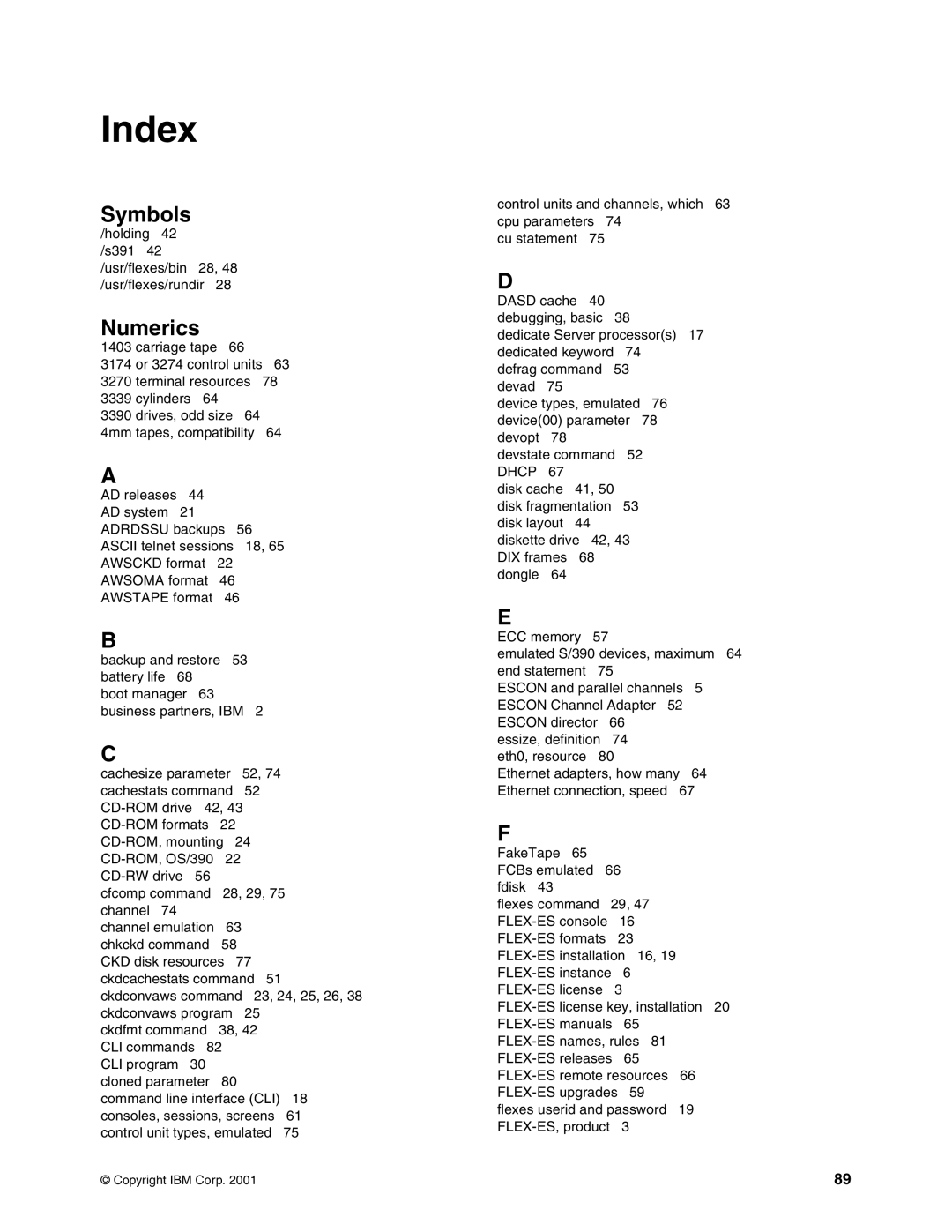 IBM s/390 manual Index 