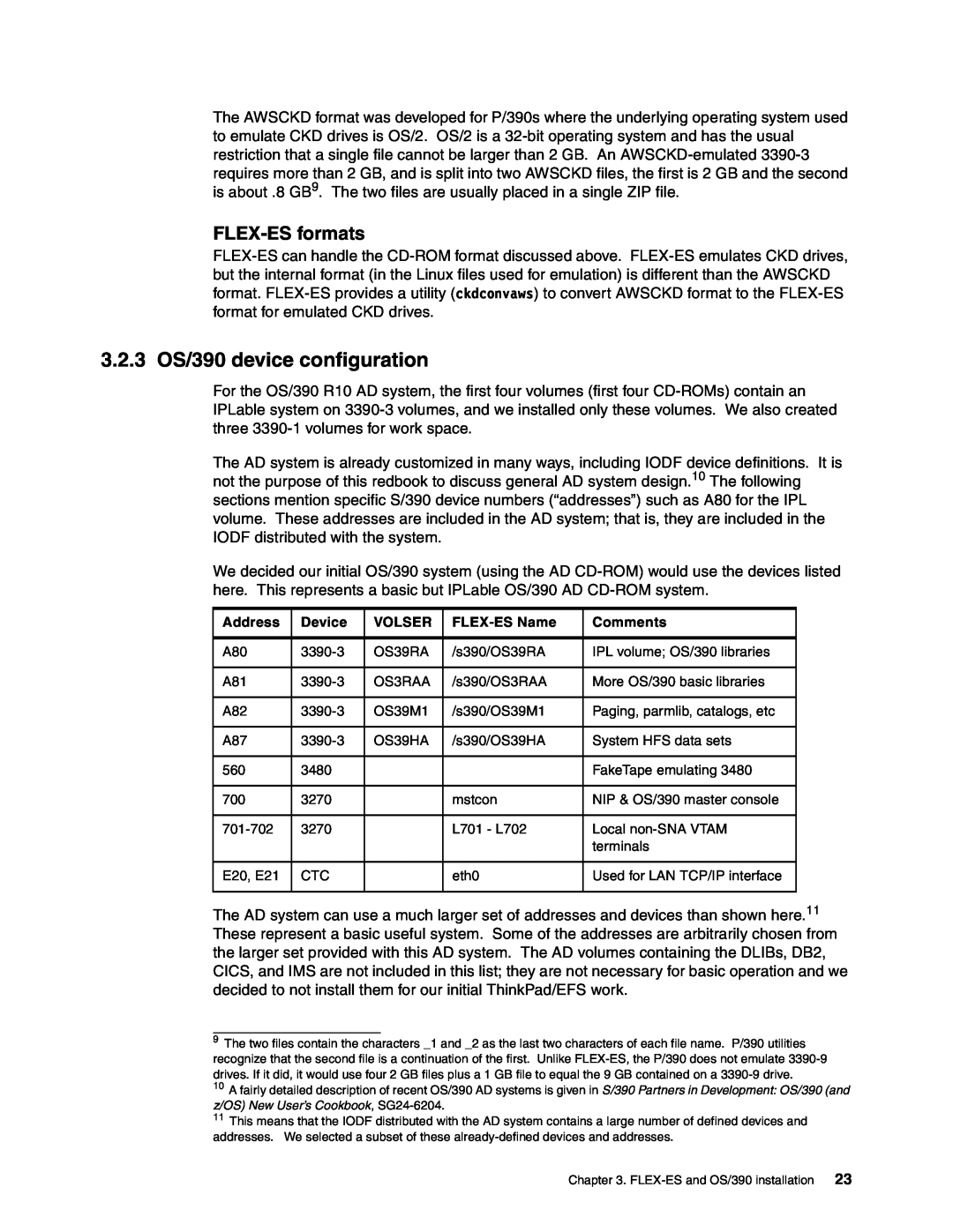 IBM s/390 manual 3.2.3 OS/390 device configuration, FLEX-ES formats 