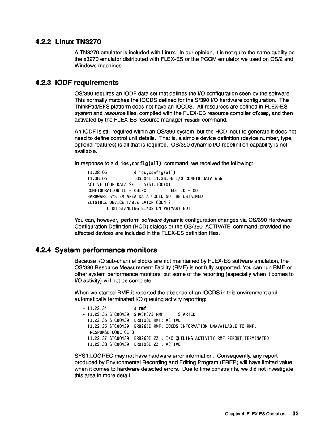 IBM s/390 manual Linux TN3270, IODF requirements, System performance monitors 