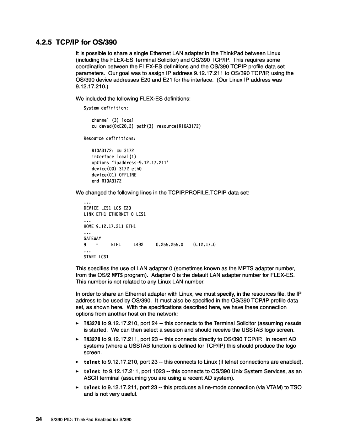IBM s/390 manual 4.2.5 TCP/IP for OS/390 