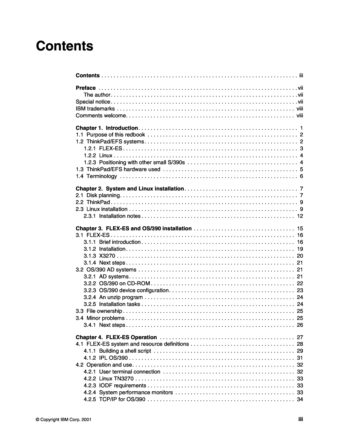 IBM s/390 manual Contents 