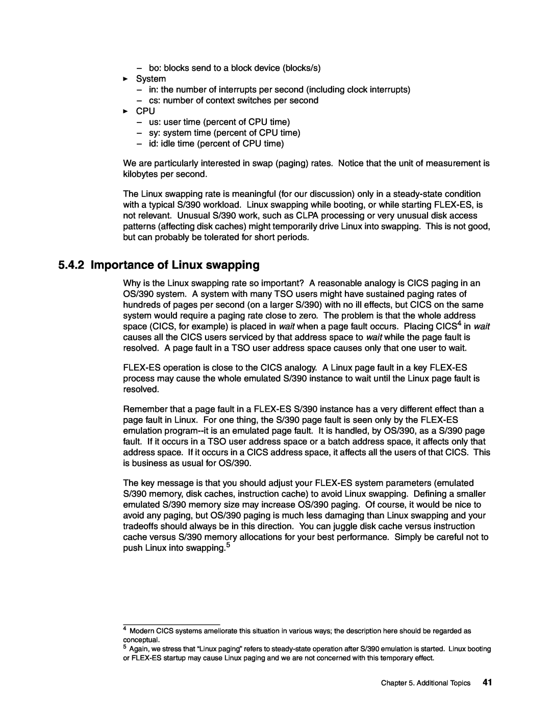 IBM s/390 manual Importance of Linux swapping 