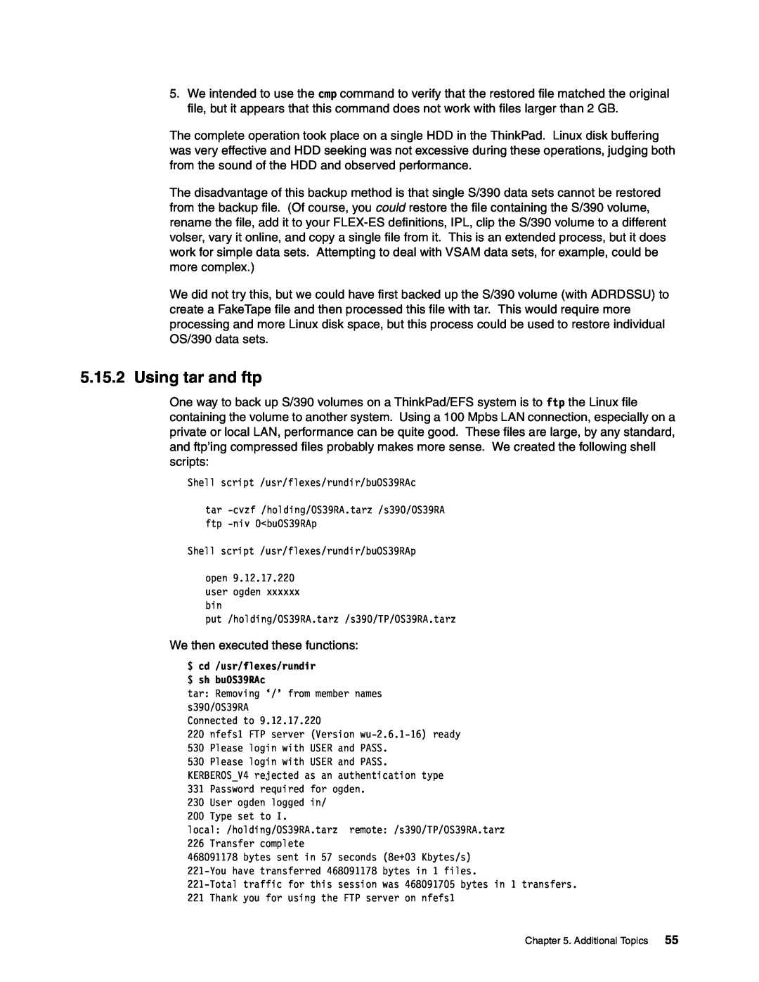 IBM s/390 manual Using tar and ftp 