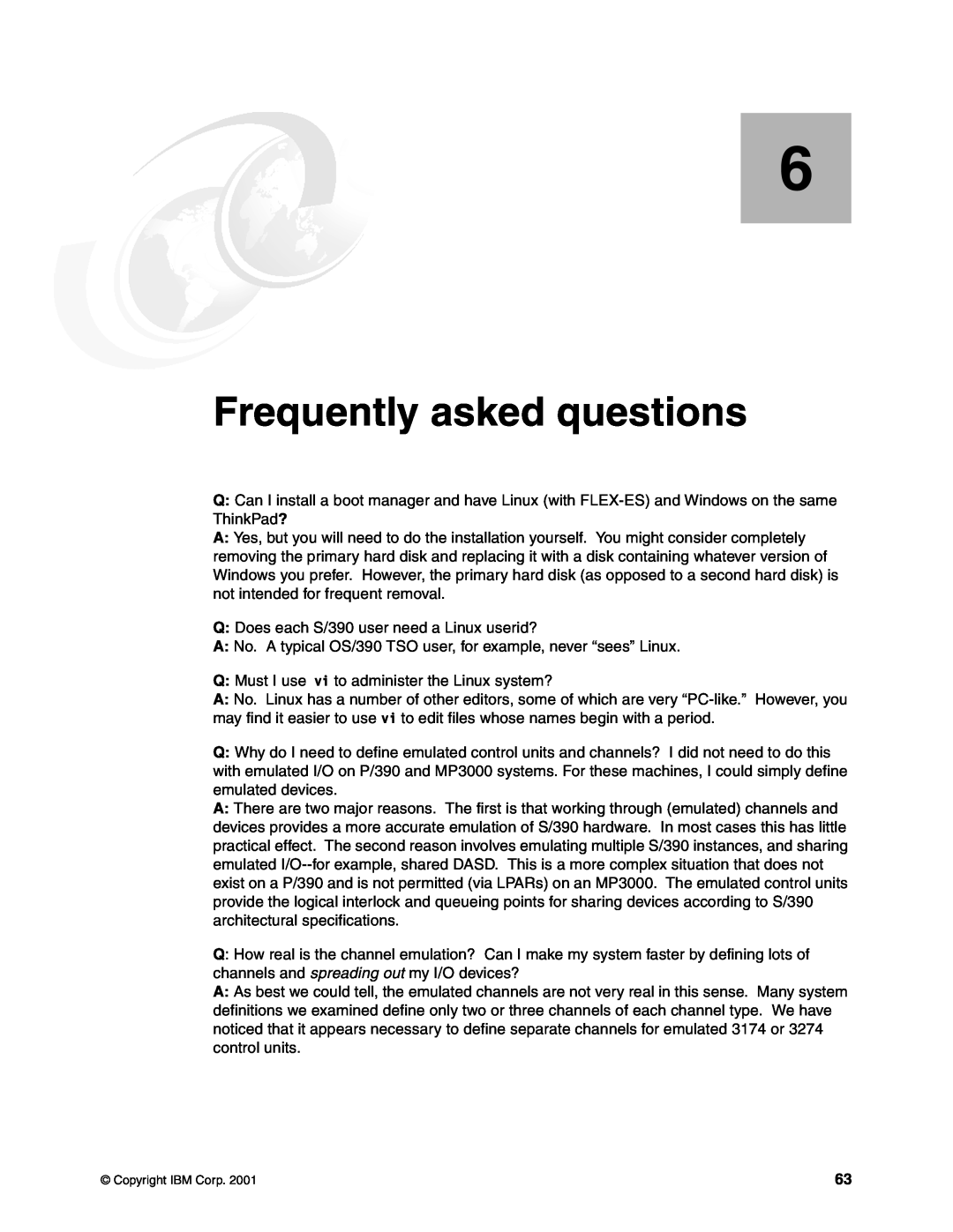 IBM s/390 manual Frequently asked questions 