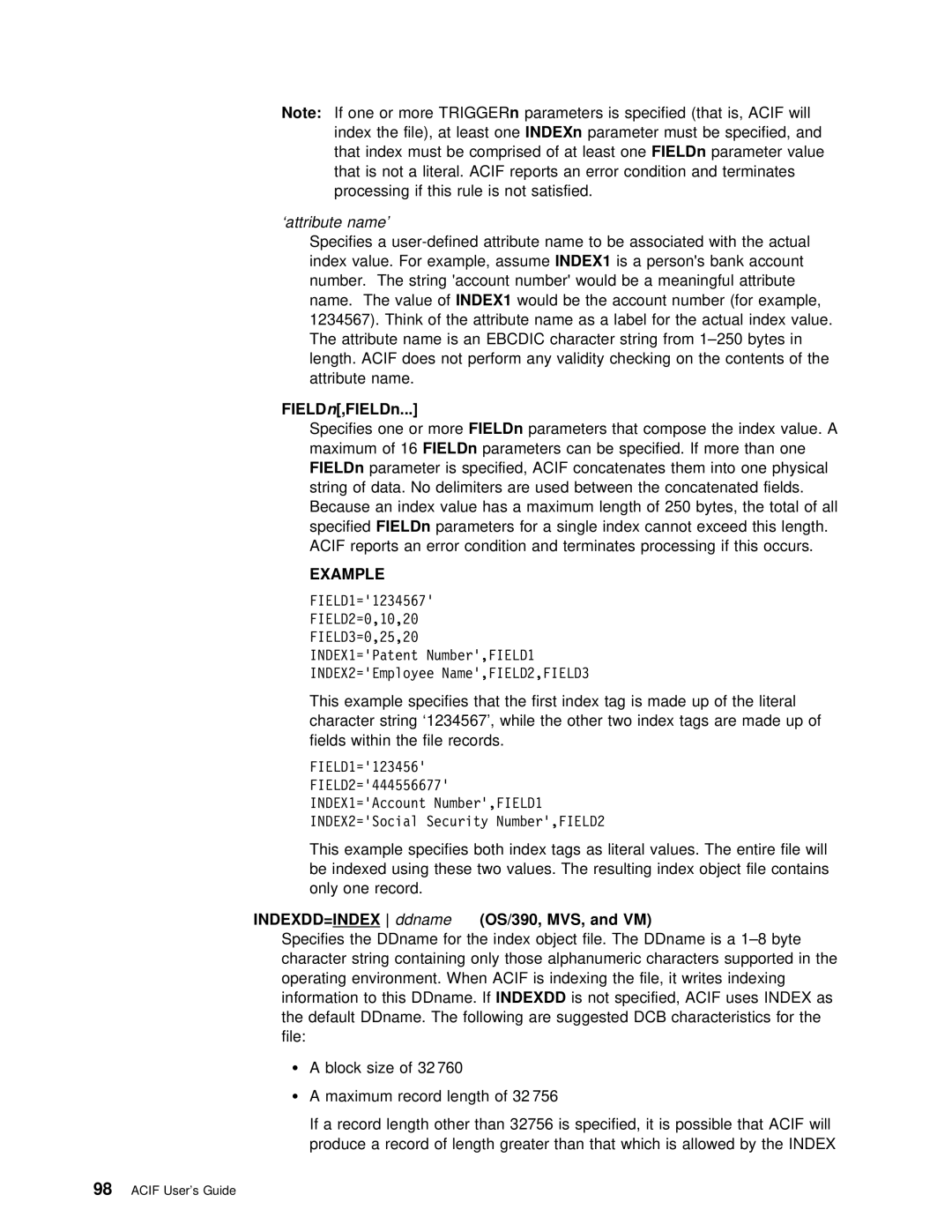 IBM S544-5285-01 manual Field n ,FIELDn, Ddname, 16FIELDn 