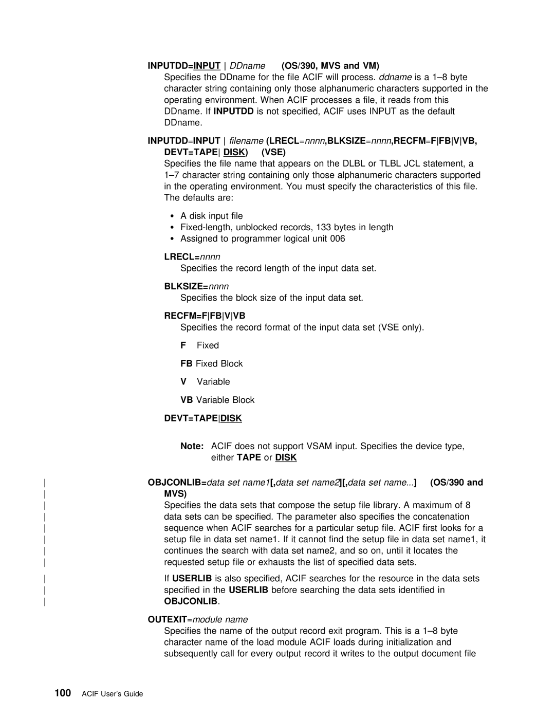 IBM S544-5285-01 manual 100, Recfm=Ffbvvb 