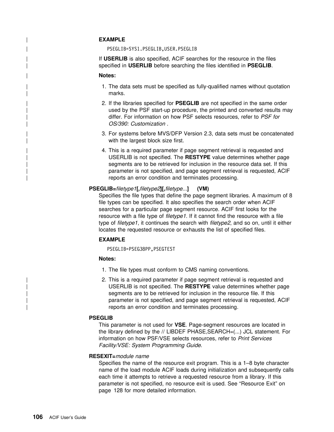 IBM S544-5285-01 manual Module Name, Pseglib, Resexit= 