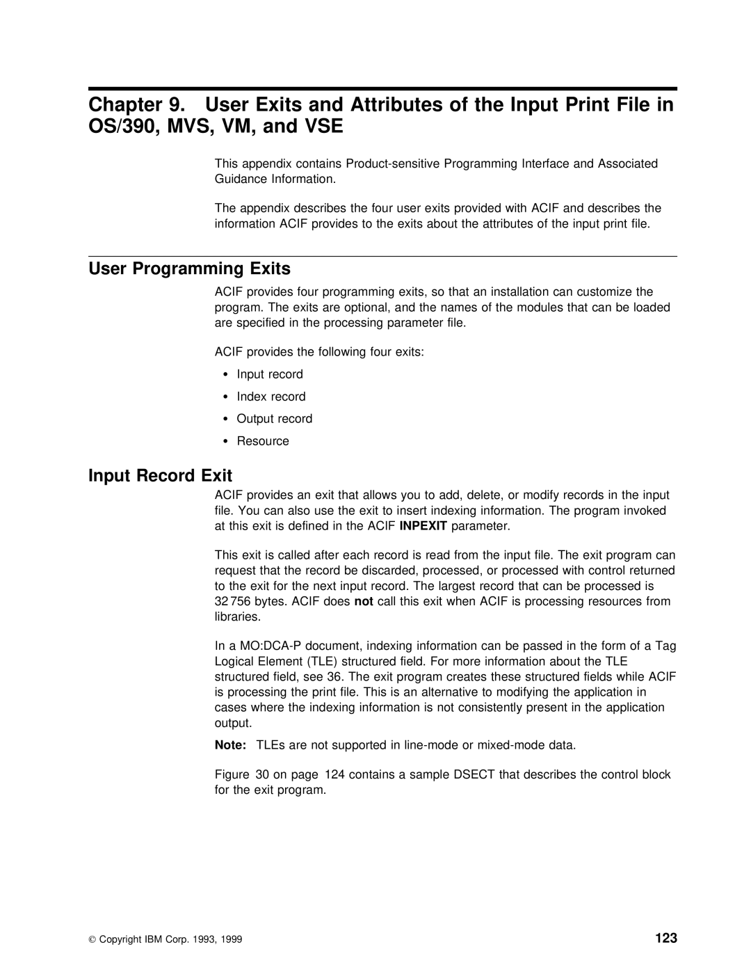 IBM S544-5285-01 manual Input Record Exit, 123 