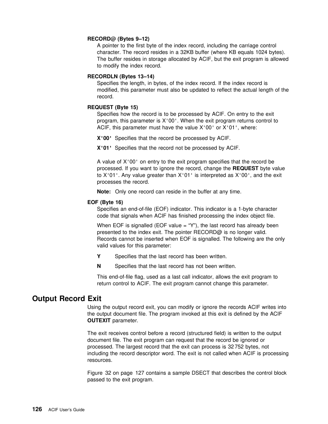 IBM S544-5285-01 manual Output Record Exit 