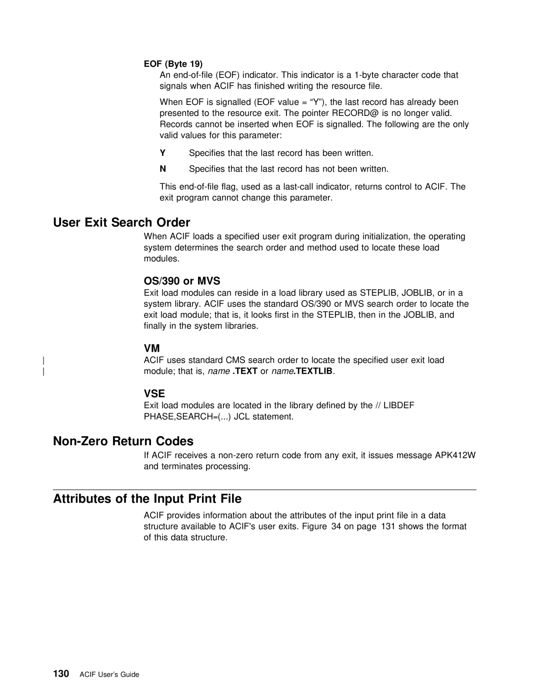 IBM S544-5285-01 manual User Exit Search Order, Attributes Input Print File, Non-Zero Return, Or name.TEXTLIB, Codes 