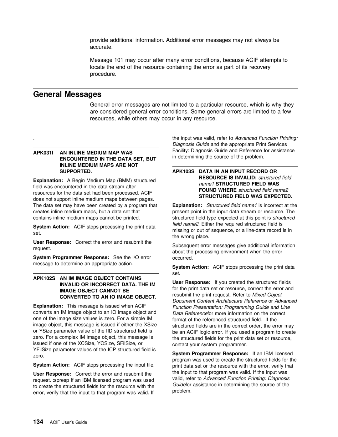 IBM S544-5285-01 manual General Messages 