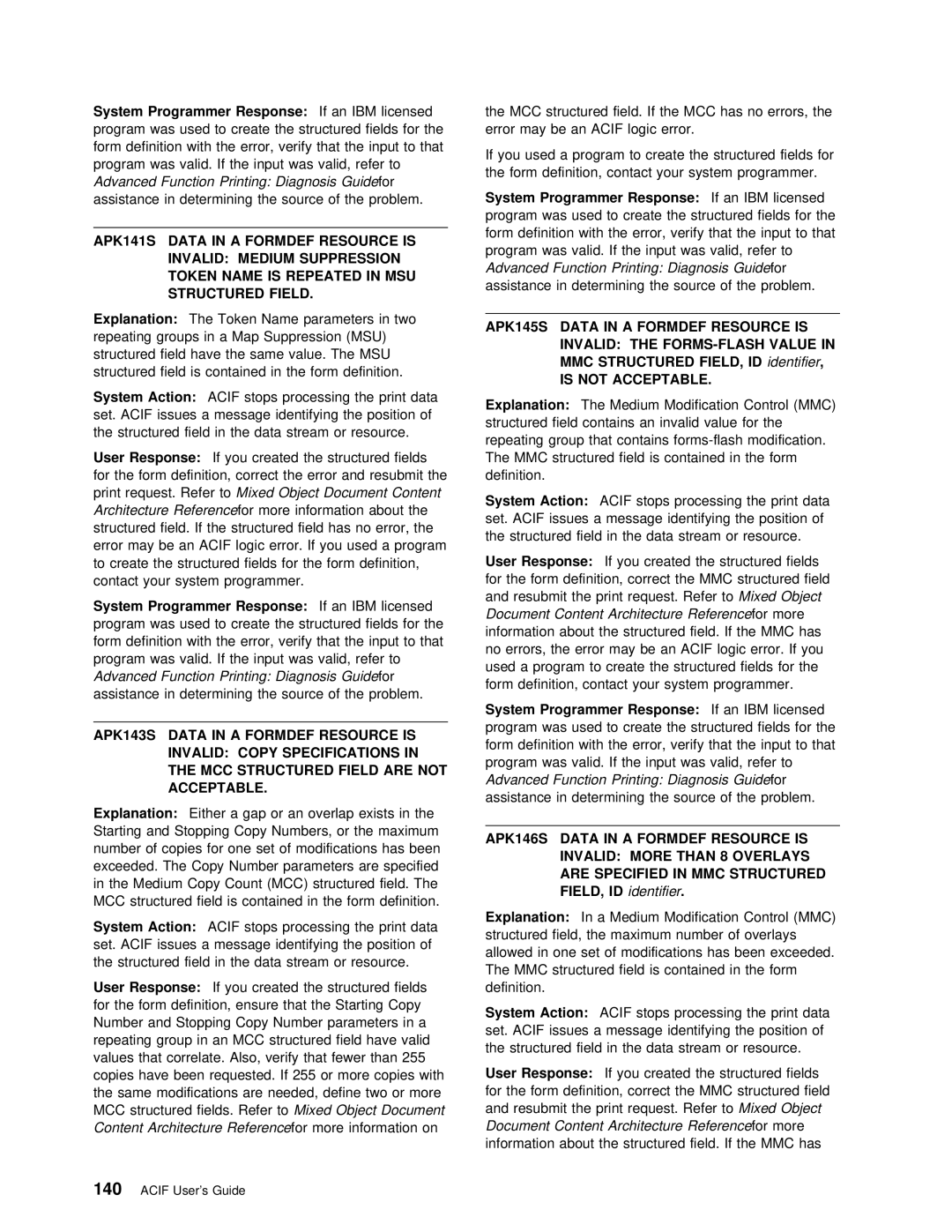 IBM S544-5285-01 manual 140, Msu, Content Architecture 