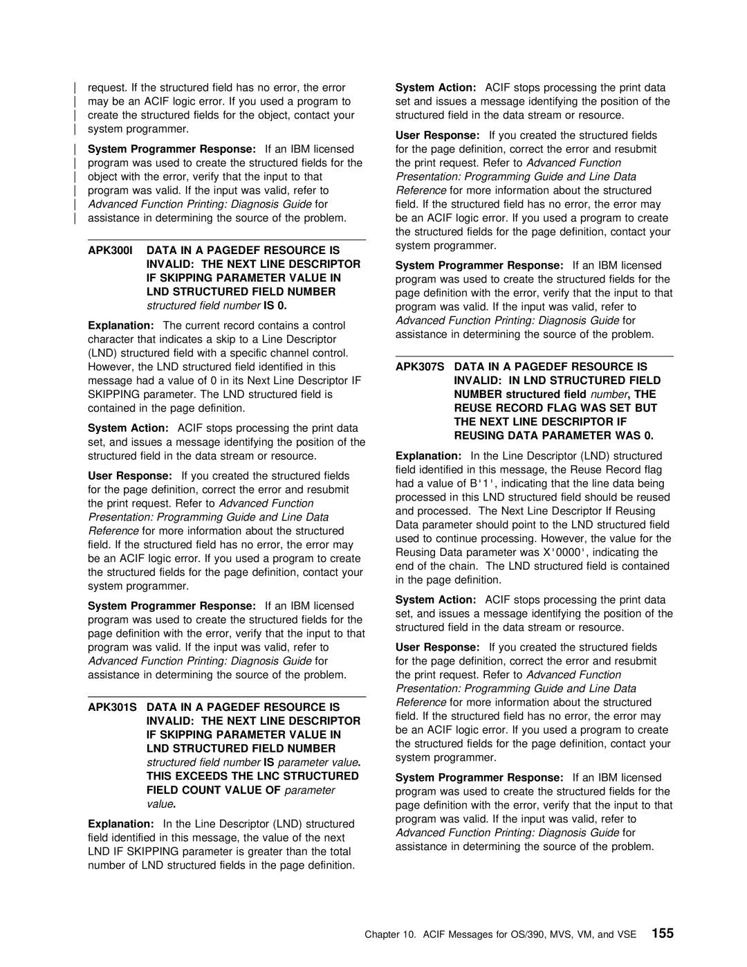 IBM S544-5285-01 manual Structured Field numberIS, Lnd, Presentation Programming Guide and Line Data Referencefor 