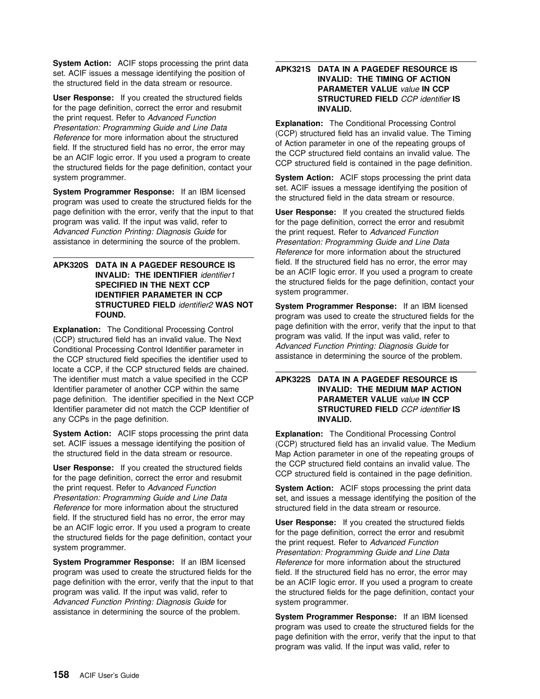 IBM S544-5285-01 manual 158, Programming Guide Line Data, Identifier1, Identifier2WAS 