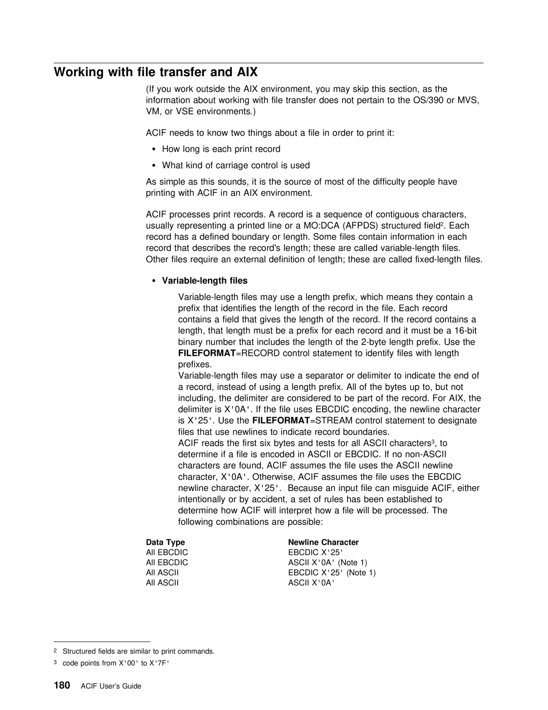 IBM S544-5285-01 manual Working with file transfer and AIX, Variable-length files, Ebcdic, Ascii Ascii 0AX 