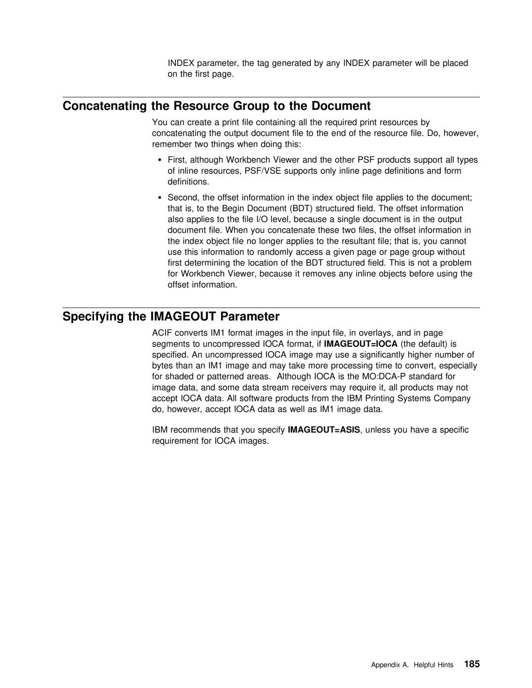 IBM S544-5285-01 manual Document, Index, Specifying the Imageout 