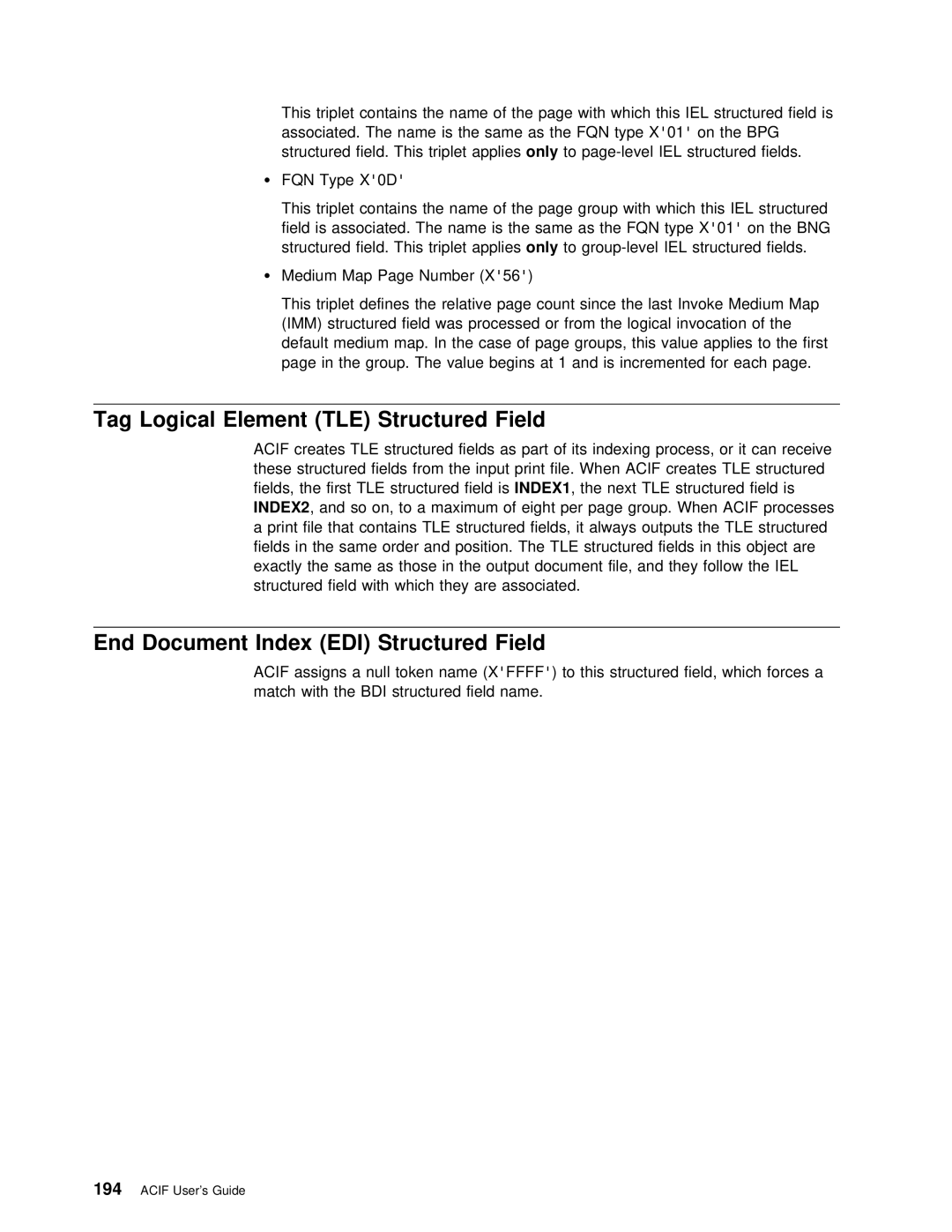 IBM S544-5285-01 manual Tag, Logical Element, Field, Bdi, Structured 