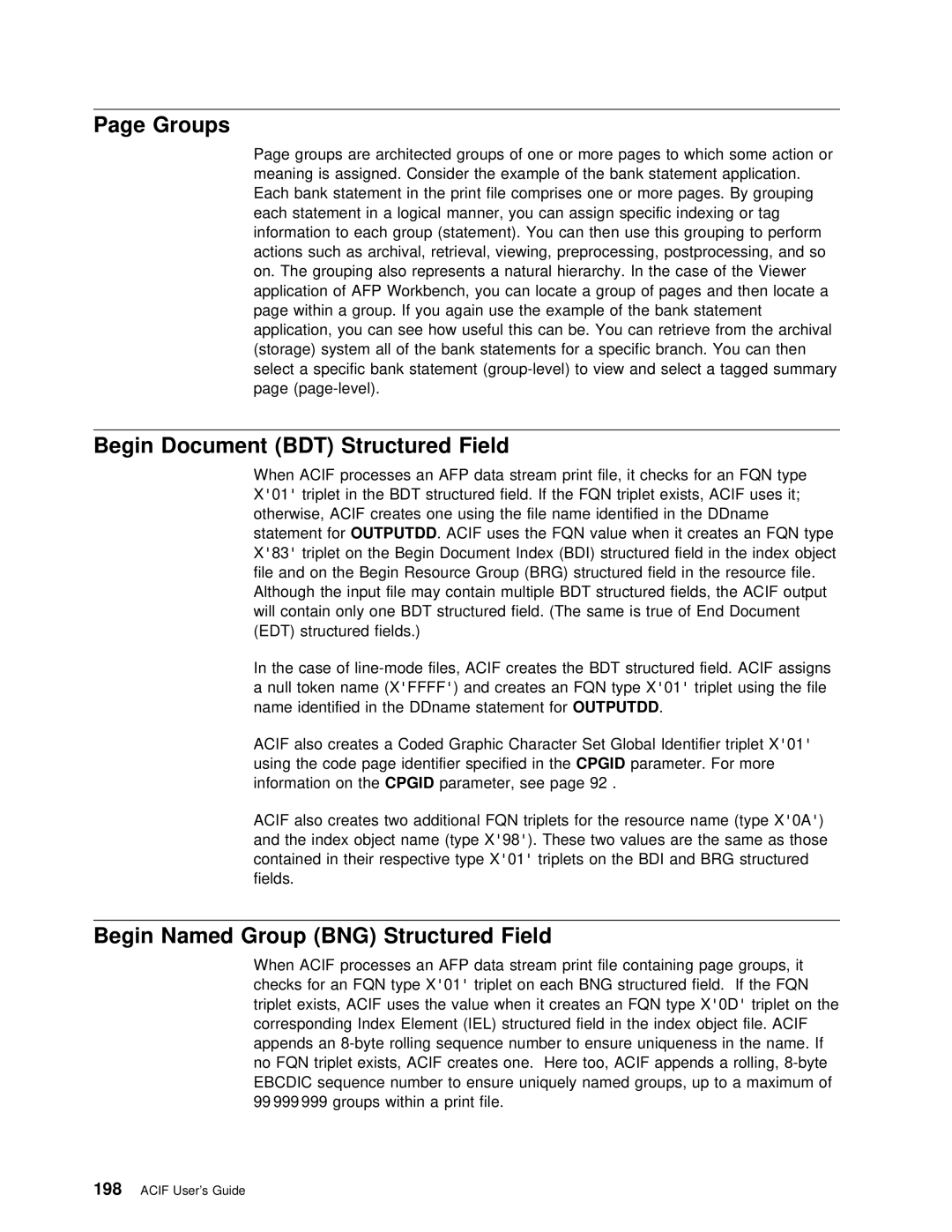 IBM S544-5285-01 manual Groups, Begin Document BDT, Begin Named Group BNG, Edt 