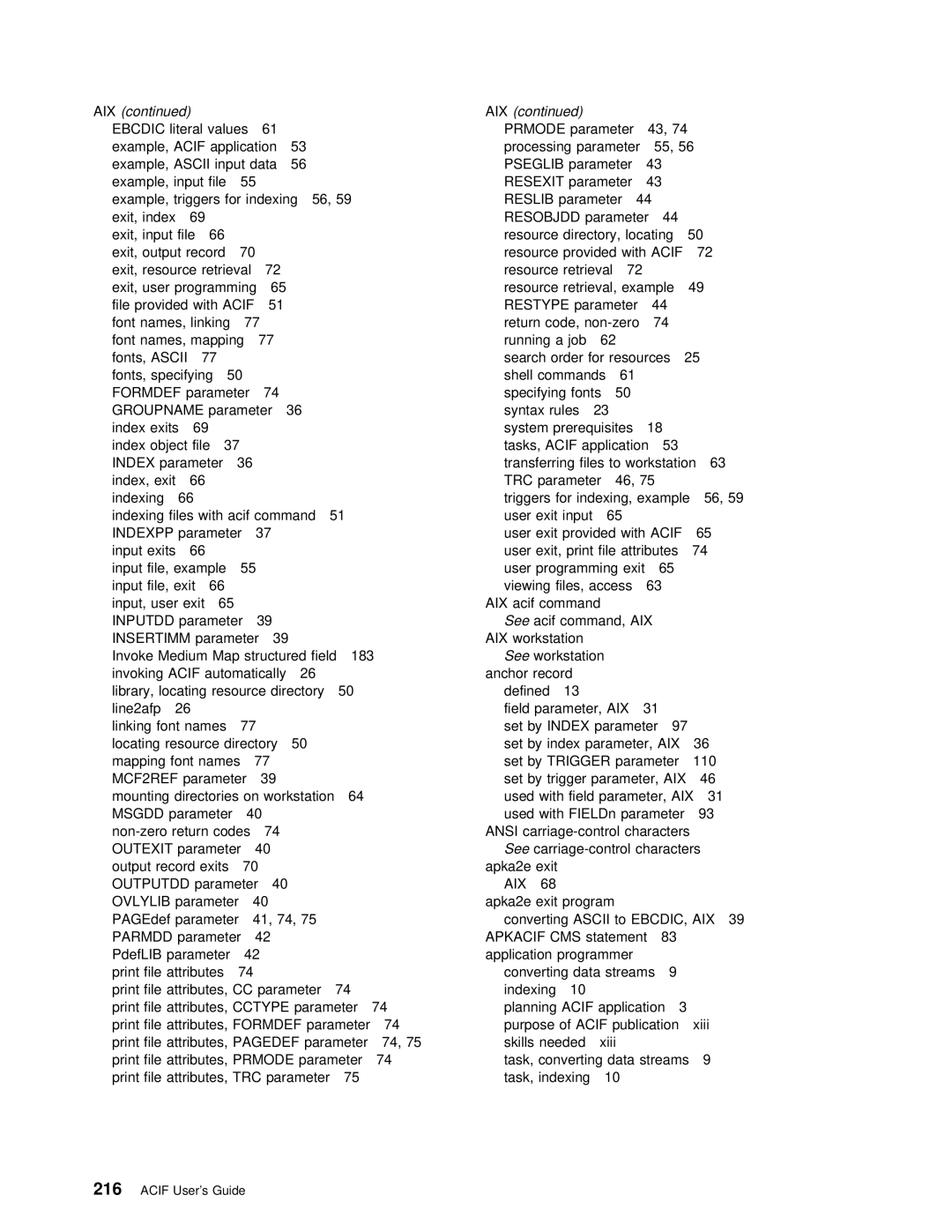 IBM S544-5285-01 manual Aix, See acif 